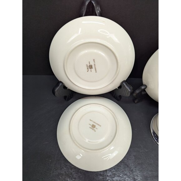 Gorham Fine China Florentine Lapis Footed 24K Gold Banded 1 Cup and 3 Saucers - Picture 8 of 11